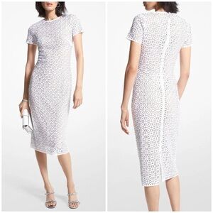 NWT Michael Kors Embellished Laser Cut Scuba Dress Rhinestone Sparkle Sz M